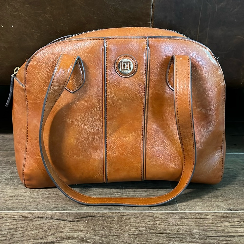 Brown Faux Leather Satchel | Liz Claiborne